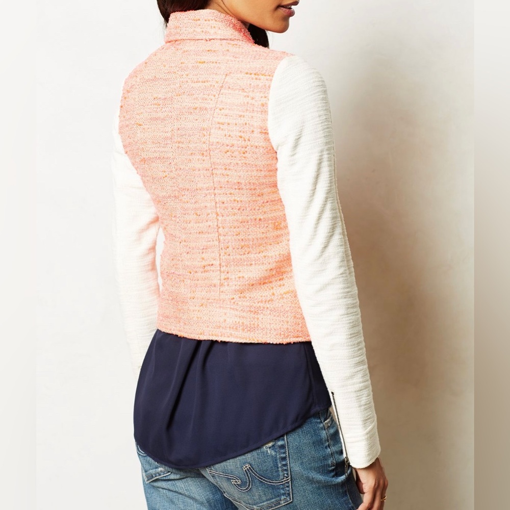 Anthropologie Elevenses Blushed Tweed Moto Jacket S… Gem